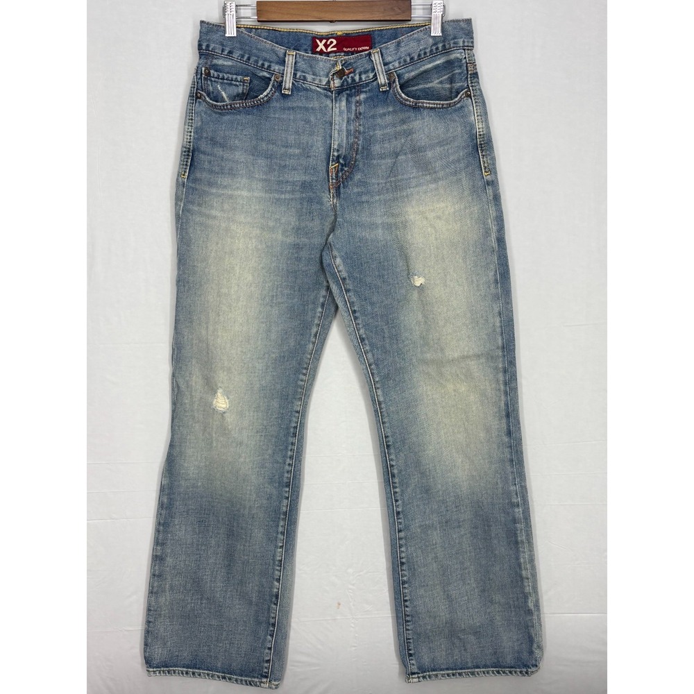 X2 M22 Bootcut Jeans Mens Blue Denim Cotton Regular Rise Classic Whisker 32x32